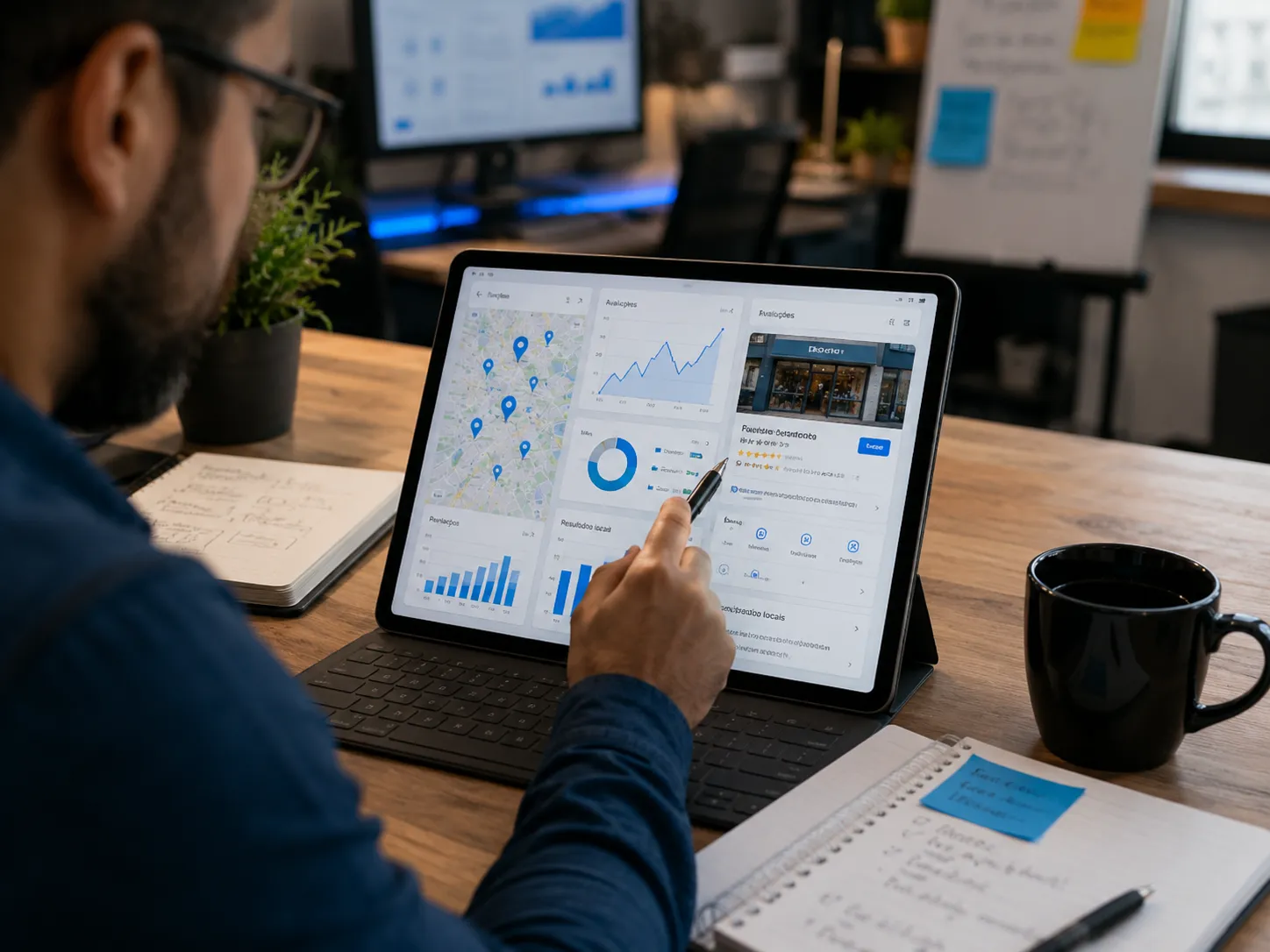 Análise de métricas, mapa e posicionamento de SEO Local