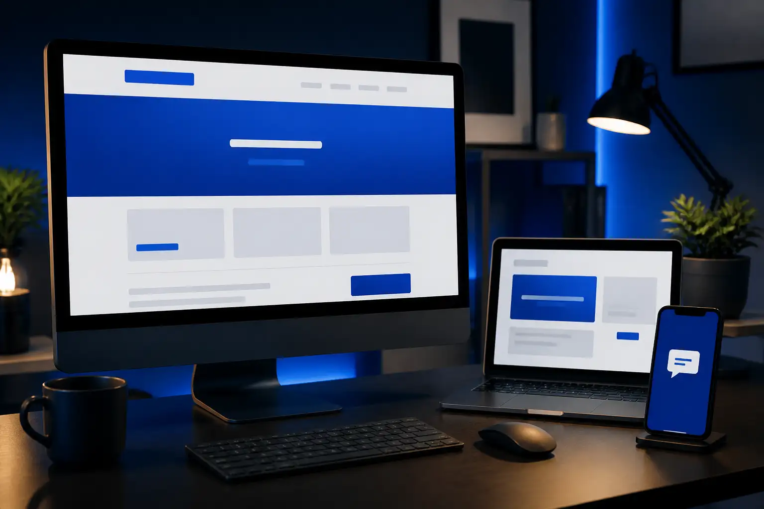 Estrutura digital de um site profissional em diferentes dispositivos